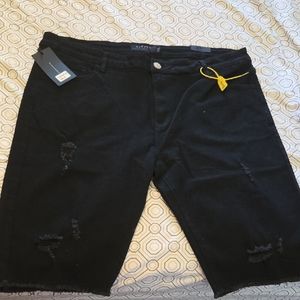 Black Distressed Karter  Denim Shorts